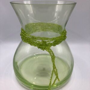 FTD Lime Green Beaded Vase circa 70’s